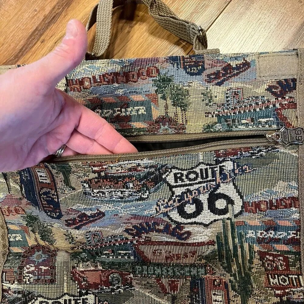Jade - ROUTE 66 Roller Travel Shopping Bag Foldable Wheels Zips Carry on Luggage